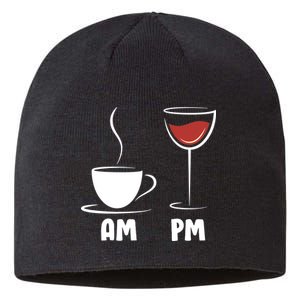 AM Coffee PM Wine Sustainable Beanie