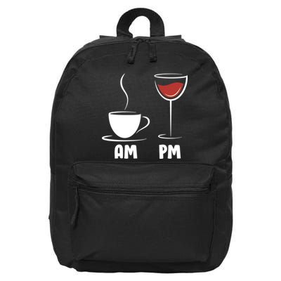 AM Coffee PM Wine 16 in Basic Backpack
