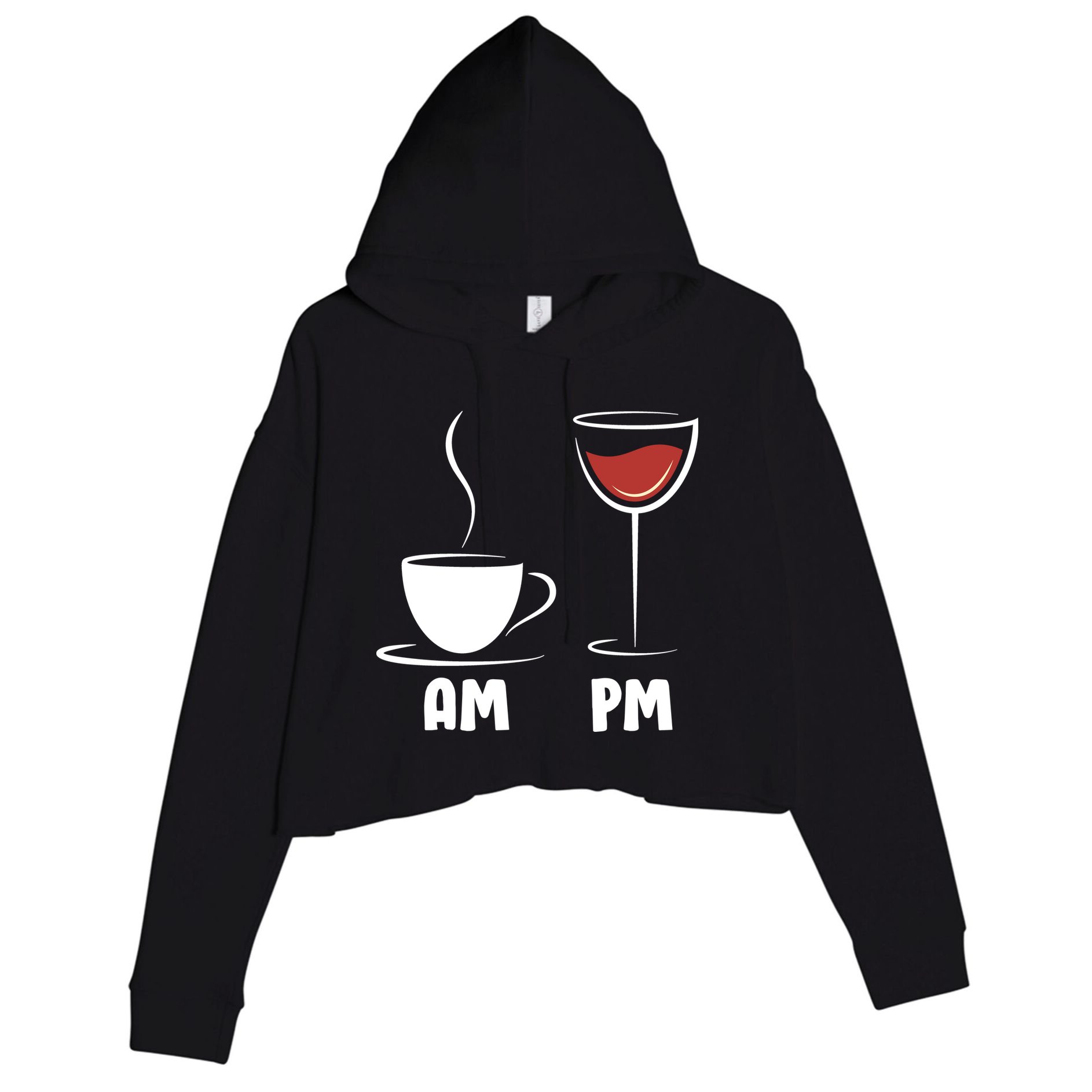 AM Coffee PM Wine Crop Fleece Hoodie