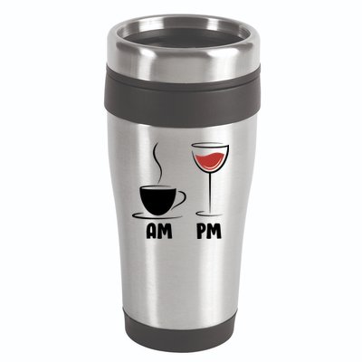 AM Coffee PM Wine 16oz Travel Tumbler