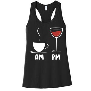 AM Coffee PM Wine Women's Racerback Tank