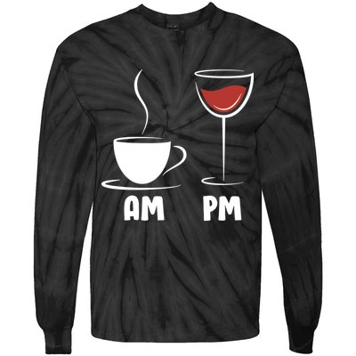 AM Coffee PM Wine Tie-Dye Long Sleeve Shirt