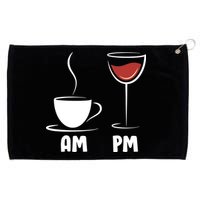 AM Coffee PM Wine Grommeted Golf Towel