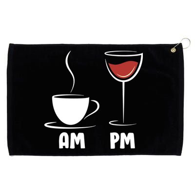 AM Coffee PM Wine Grommeted Golf Towel