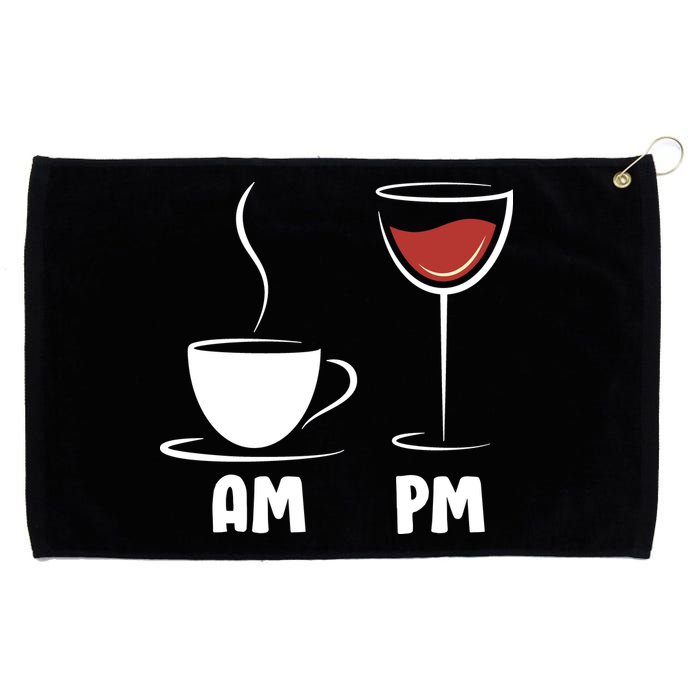 AM Coffee PM Wine Grommeted Golf Towel