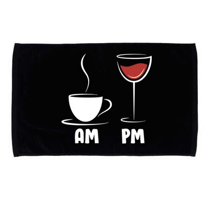 AM Coffee PM Wine Microfiber Hand Towel