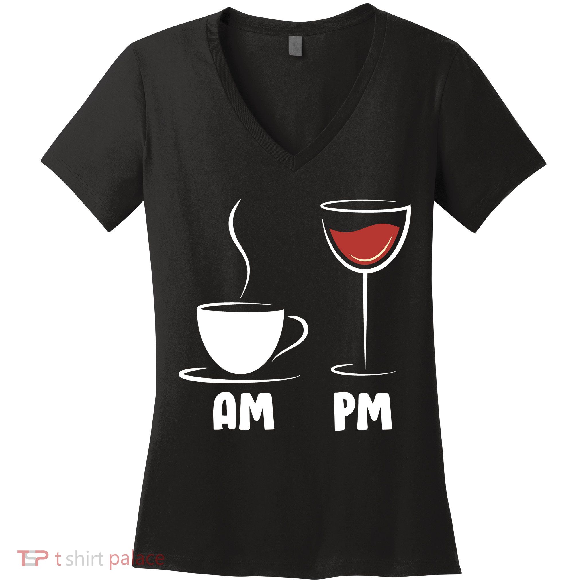 AM Coffee PM Wine Women's V-Neck T-Shirt