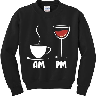 AM Coffee PM Wine Kids Sweatshirt