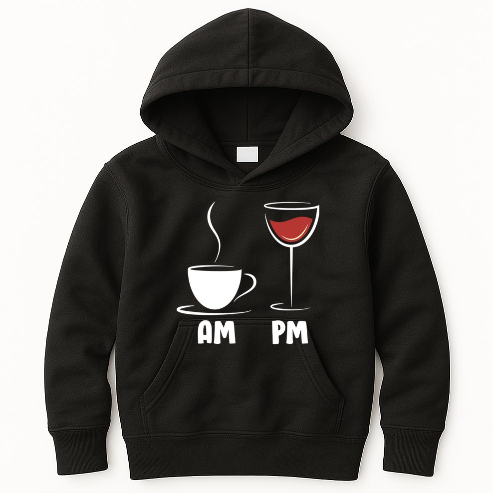 AM Coffee PM Wine Kids Hoodie