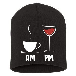 AM Coffee PM Wine Short Acrylic Beanie