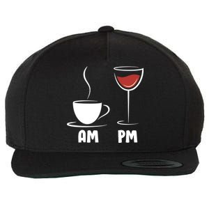 AM Coffee PM Wine Wool Snapback Cap