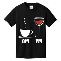 AM Coffee PM Wine Kids T-Shirt