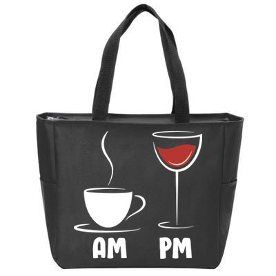 AM Coffee PM Wine Zip Tote Bag