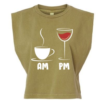AM Coffee PM Wine Garment-Dyed Women's Muscle Tee