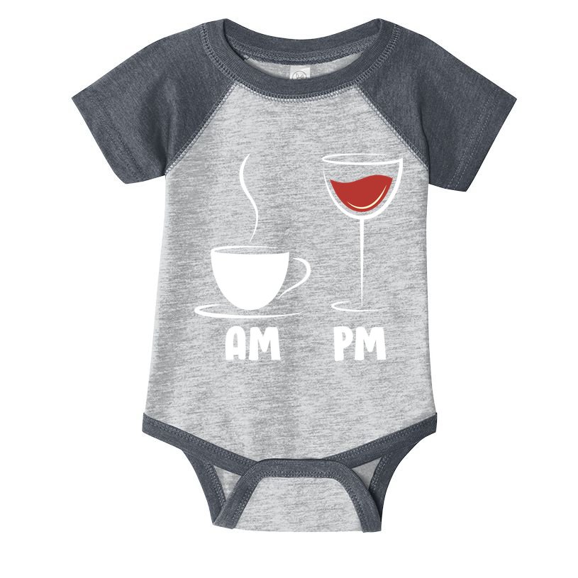 AM Coffee PM Wine Infant Baby Jersey Bodysuit
