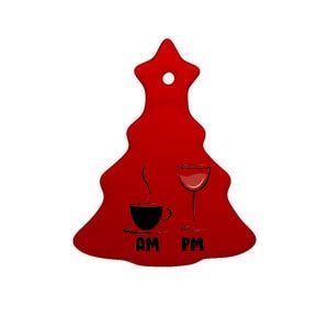 AM Coffee PM Wine Ceramic Tree Ornament