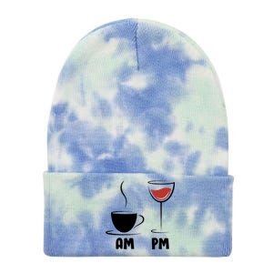 AM Coffee PM Wine Tie Dye 12in Knit Beanie