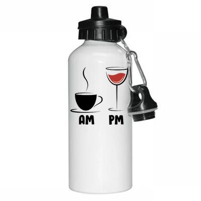 AM Coffee PM Wine Aluminum Water Bottle