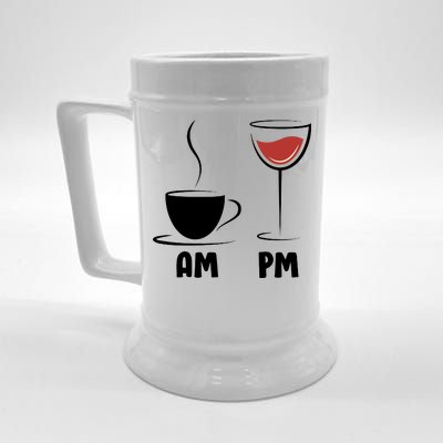 AM Coffee PM Wine Beer Stein