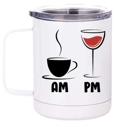 AM Coffee PM Wine 12 oz Stainless Steel Tumbler Cup