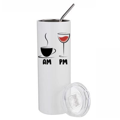 AM Coffee PM Wine Stainless Steel Tumbler