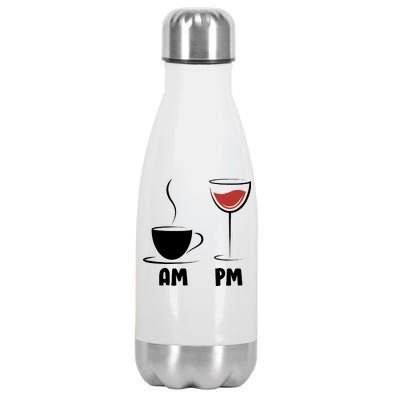 AM Coffee PM Wine Stainless Steel Insulated Water Bottle