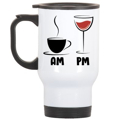 AM Coffee PM Wine Stainless Steel Travel Mug