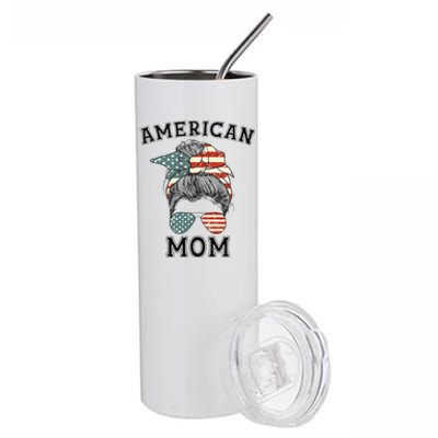 American Mom 4th Of July Independance Day Stainless Steel Tumbler