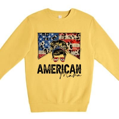 American Mama 4th Of July Gift Usa Gift Premium Crewneck Sweatshirt