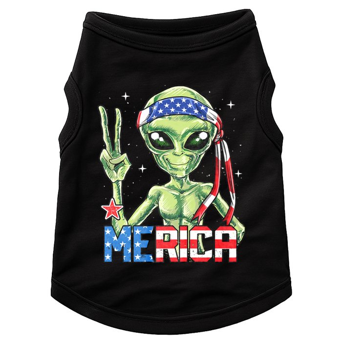 Alien Merica 4th Of July American Flag Doggie Tank