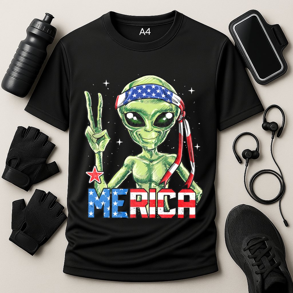Alien Merica 4th Of July American Flag Performance Shirt