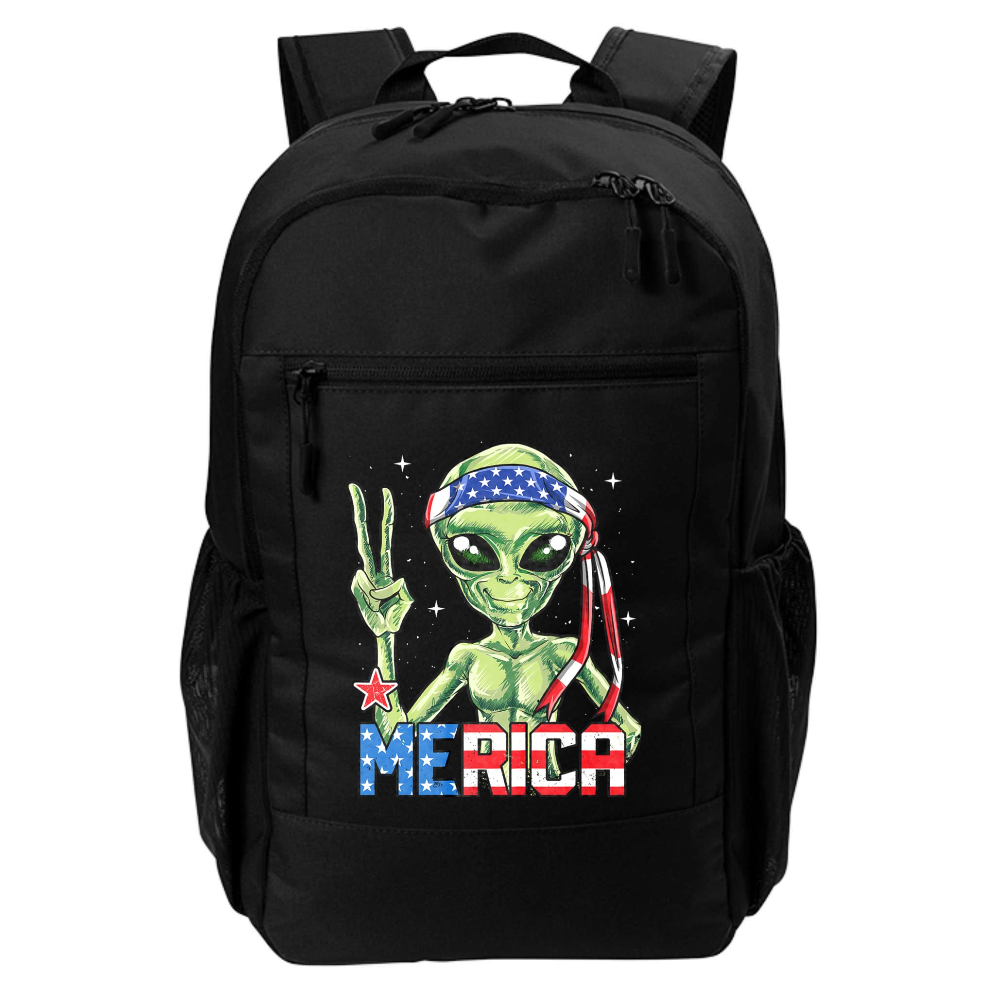Alien Merica 4th Of July American Flag Backpack