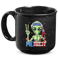 Alien Merica 4th Of July American Flag 15oz Campfire Ceramic Mug