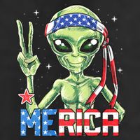 Alien Merica 4th Of July American Flag 15oz Campfire Ceramic Mug