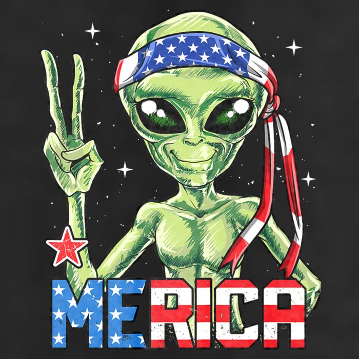 Alien Merica 4th Of July American Flag 15oz Campfire Ceramic Mug
