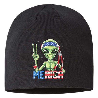 Alien Merica 4th Of July American Flag Sustainable Beanie