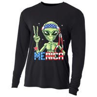 Alien Merica 4th Of July American Flag Cooling Performance Long Sleeve Crew