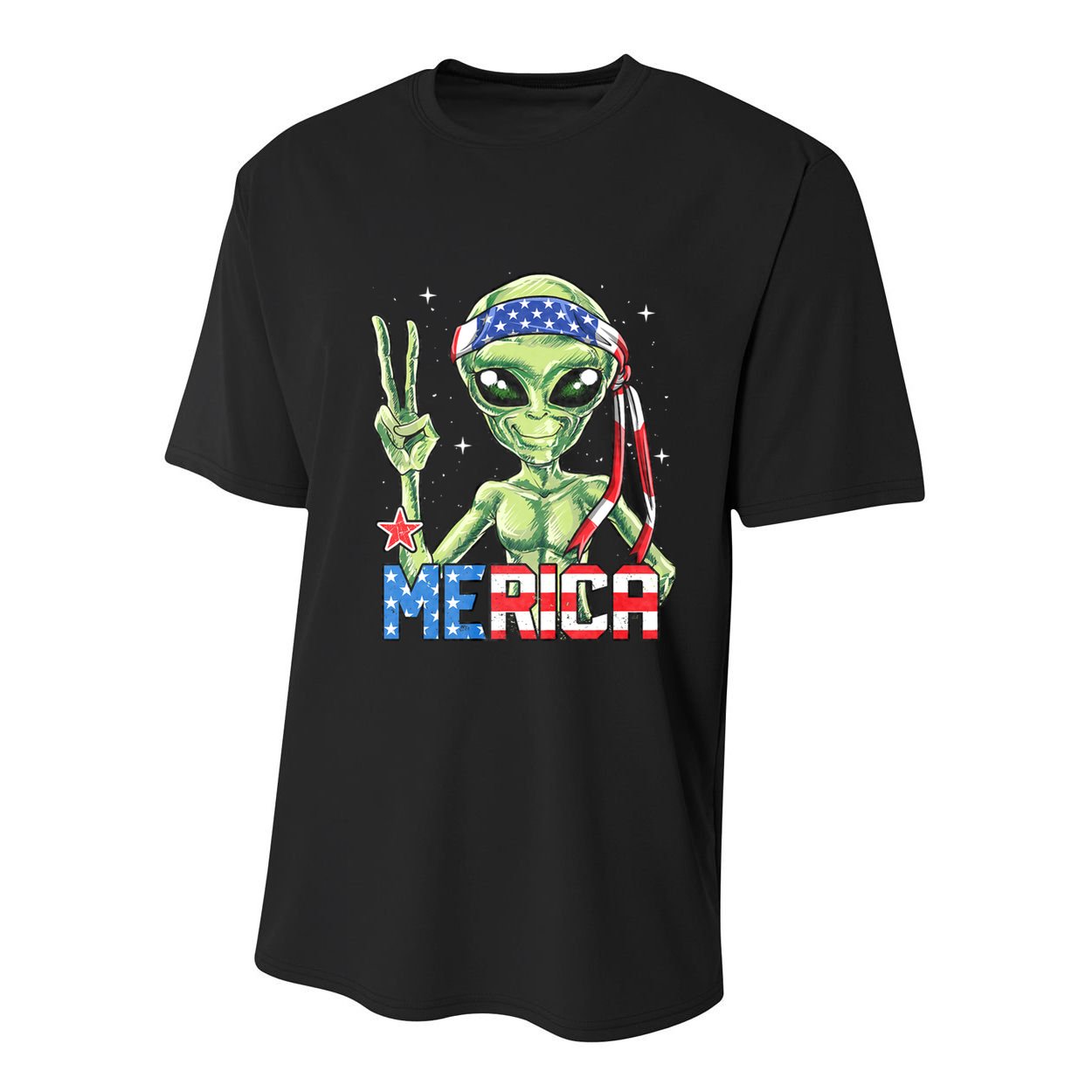 Alien Merica 4th Of July American Flag Youth Performance Sprint T-Shirt