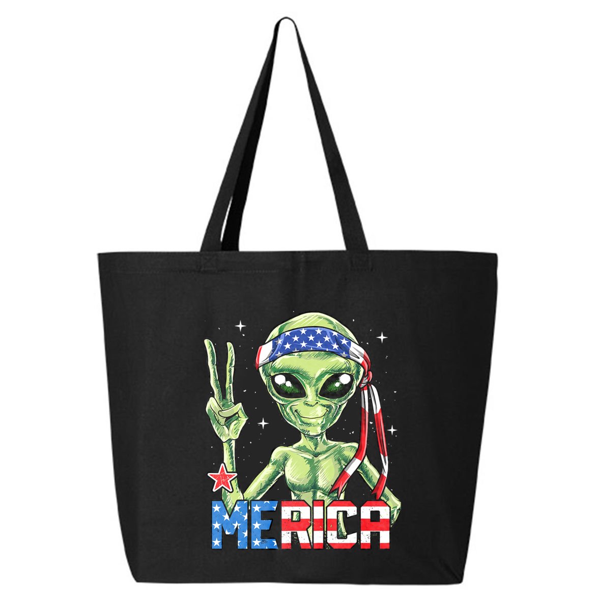 Alien Merica 4th Of July American Flag 25L Jumbo Tote