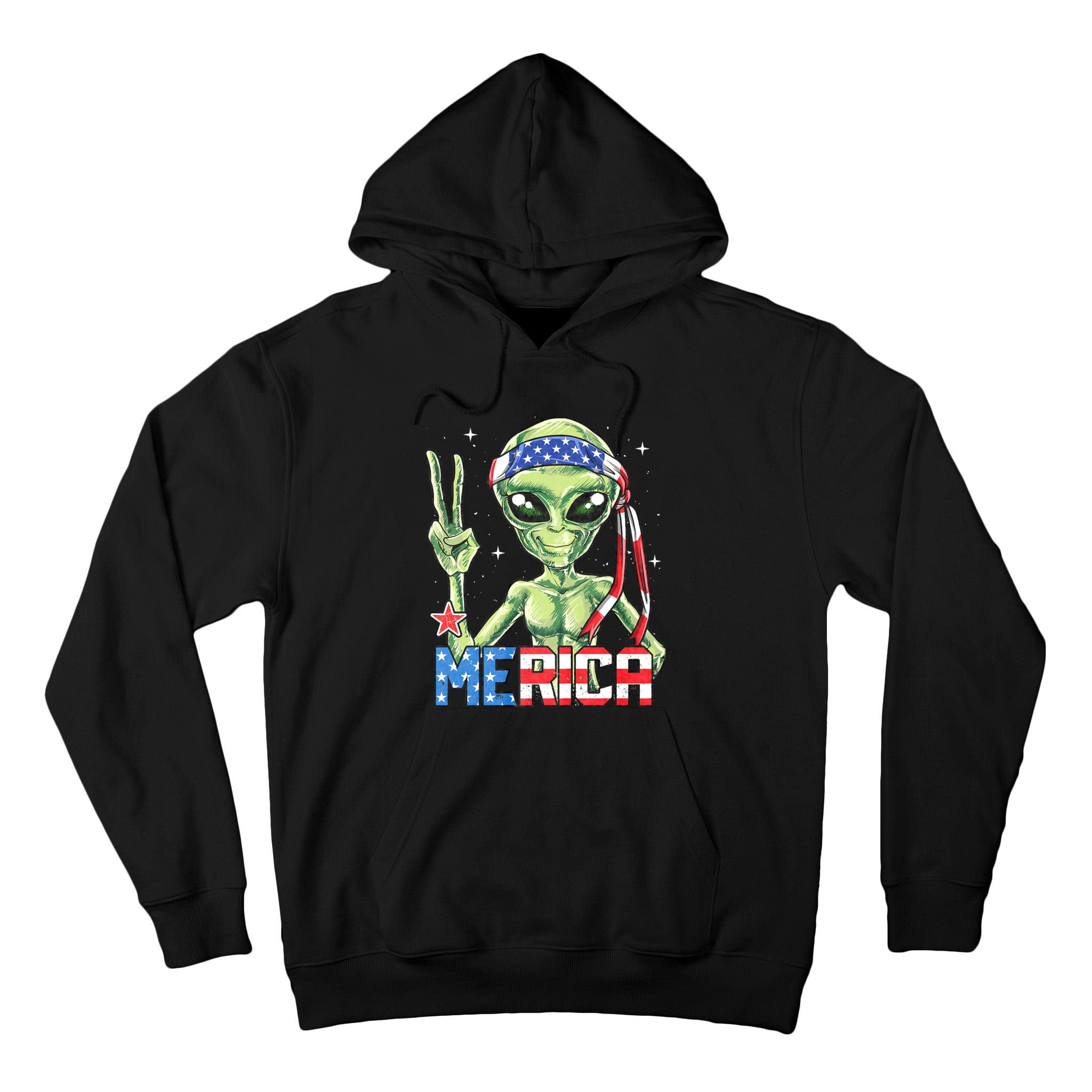 Alien Merica 4th Of July American Flag Tall Hoodie