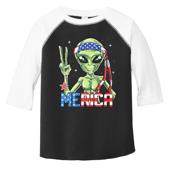 Alien Merica 4th Of July American Flag Toddler Fine Jersey T-Shirt