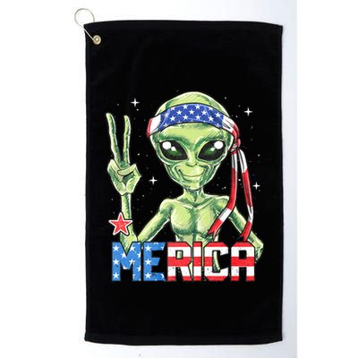 Alien Merica 4th Of July American Flag Golf Towel