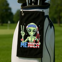 Alien Merica 4th Of July American Flag Golf Towel