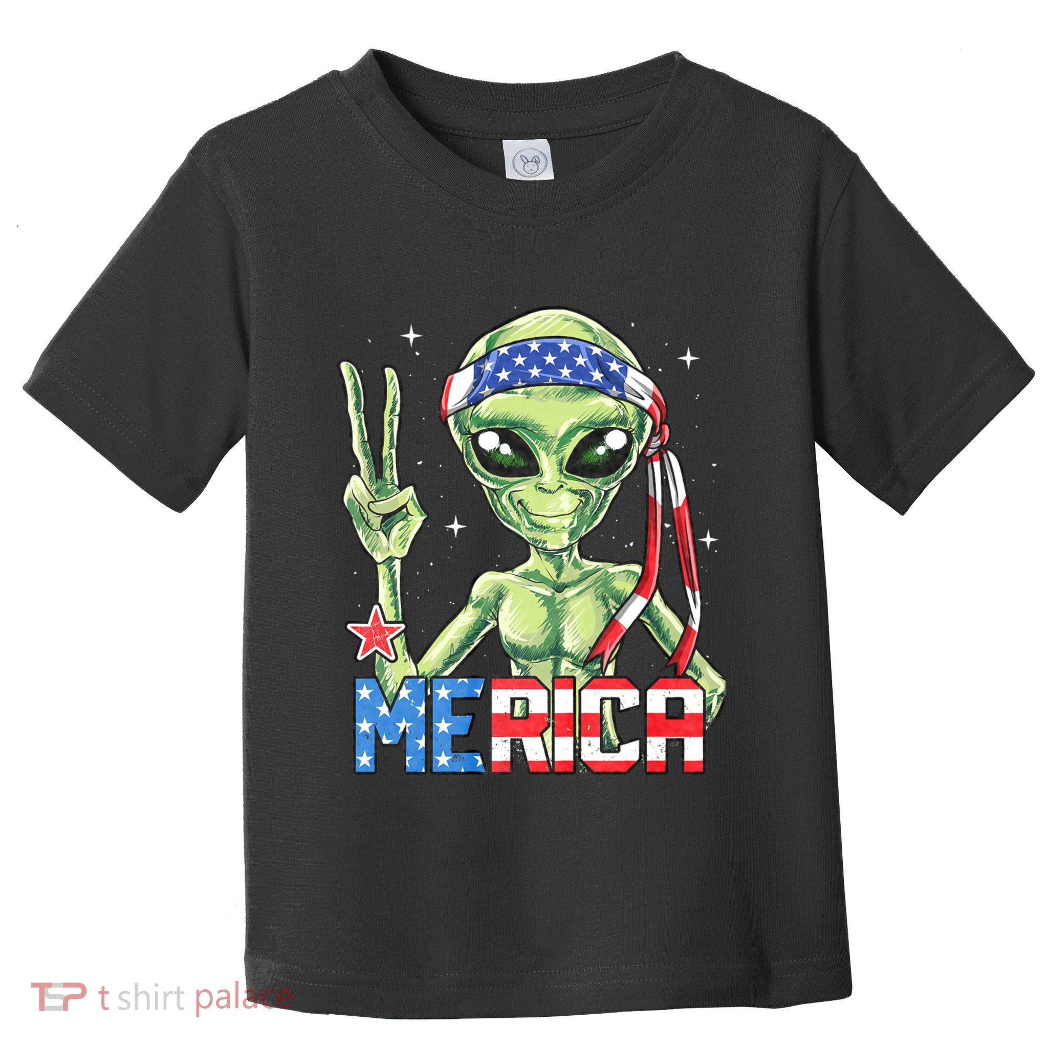 Alien Merica 4th Of July American Flag Toddler T-Shirt