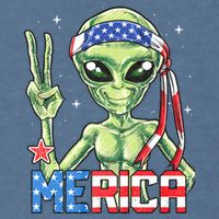 Alien Merica 4th Of July American Flag Garment-Dyed Sweatshirt
