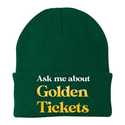 Ask Me About Golden Tickets Knit Cap Winter Beanie