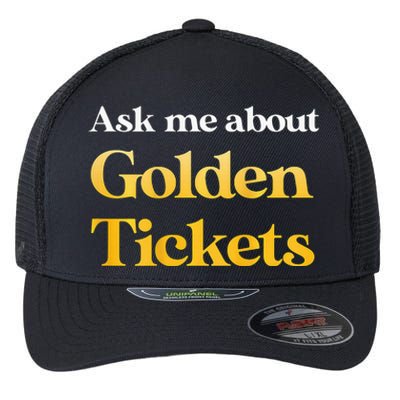 Ask Me About Golden Tickets Flexfit Unipanel Trucker Cap