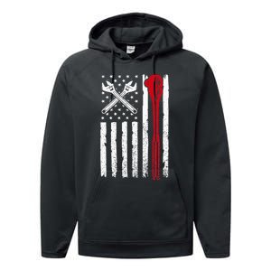 Auto Mechanic American Flag USA Funny Repairman Patriotic Performance Fleece Hoodie