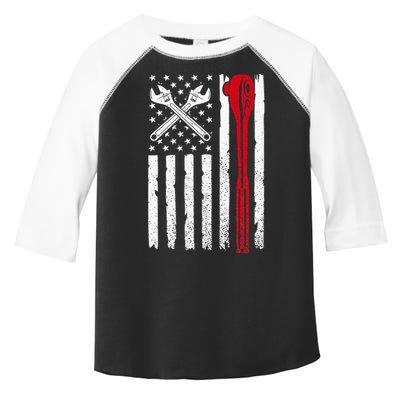 Auto Mechanic American Flag USA Funny Repairman Patriotic Toddler Fine Jersey T-Shirt