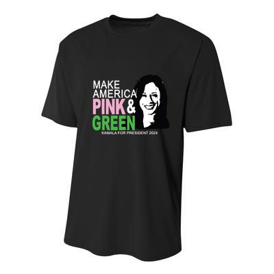 A Make America Pin K And Green Election Vote Kamala Youth Performance Sprint T-Shirt